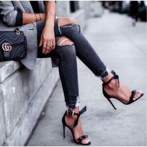 Alexandre Birman Womens Clarita Knotted Bow Tie Leather Sandals Black 38 / US 8